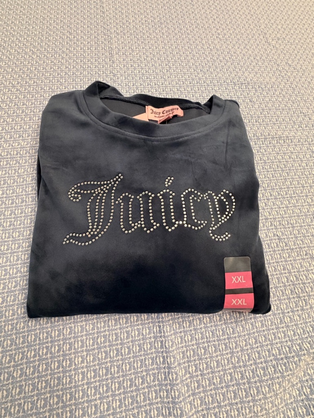 Juicy Couture Navy Rhinestone Logo Sweatshirt
